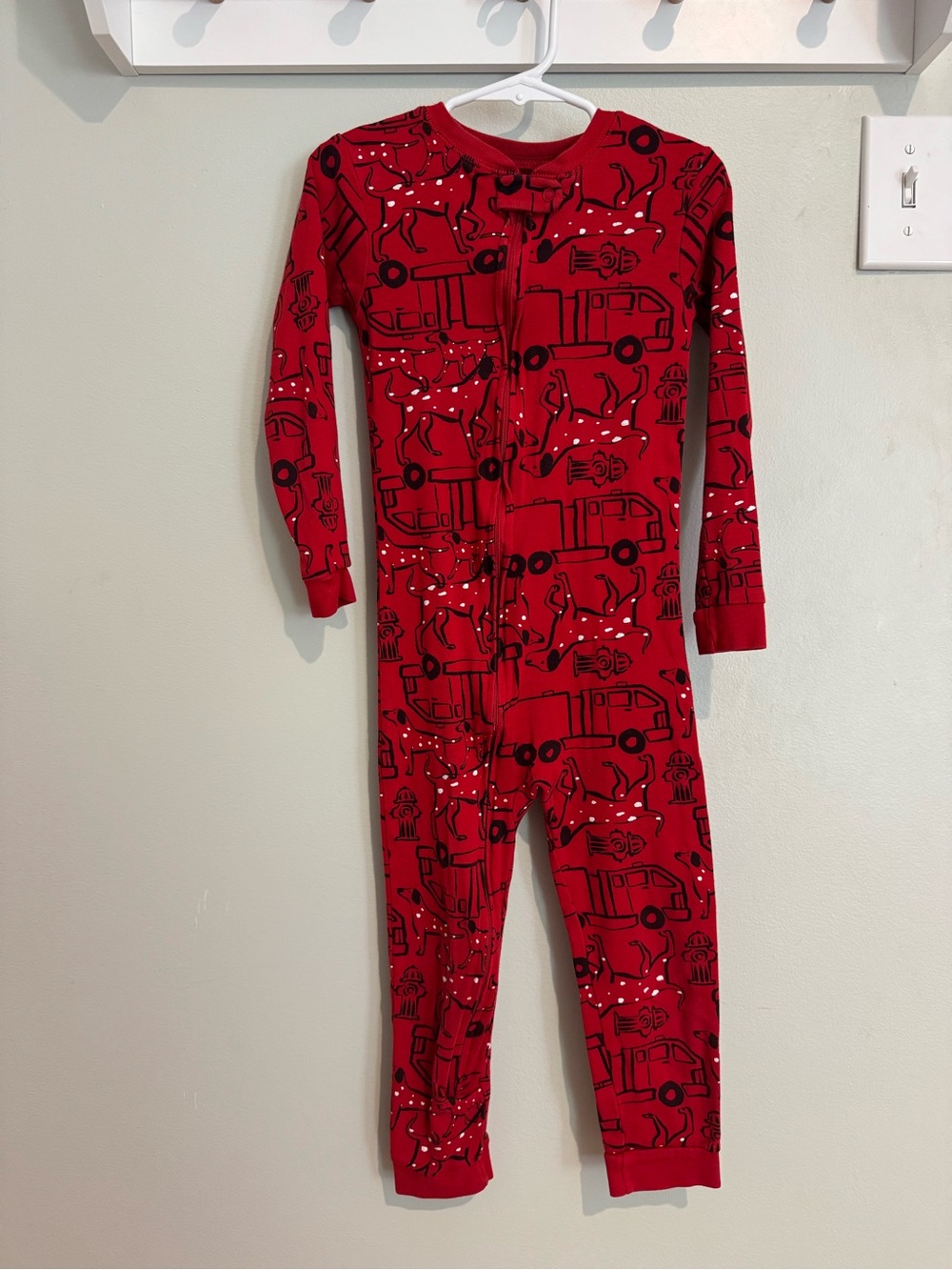 Carter's Red Fire Truck Print One-Piece Footless Pajamas- Size 5